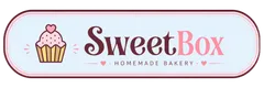 SweetBox homemade bakery logo with a pink cupcake